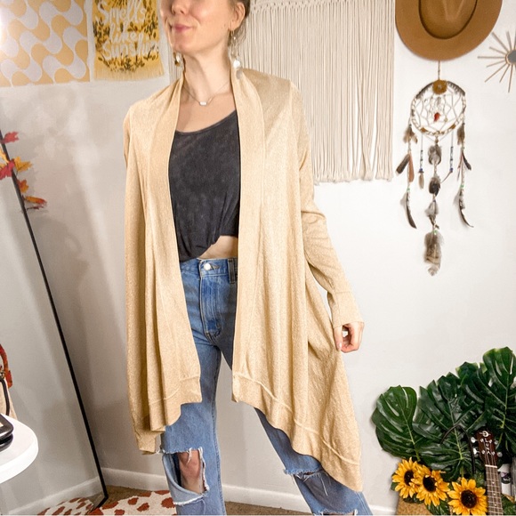 INC 4 Ways to Wear NWT Gold Shimmer Wrap Cardigan Size Large - Picture 3 of 12